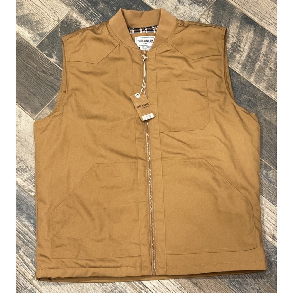 New Outlander by Craft Flow Men's Tobacco Brown Quilted Flannel Lined Vest Large
